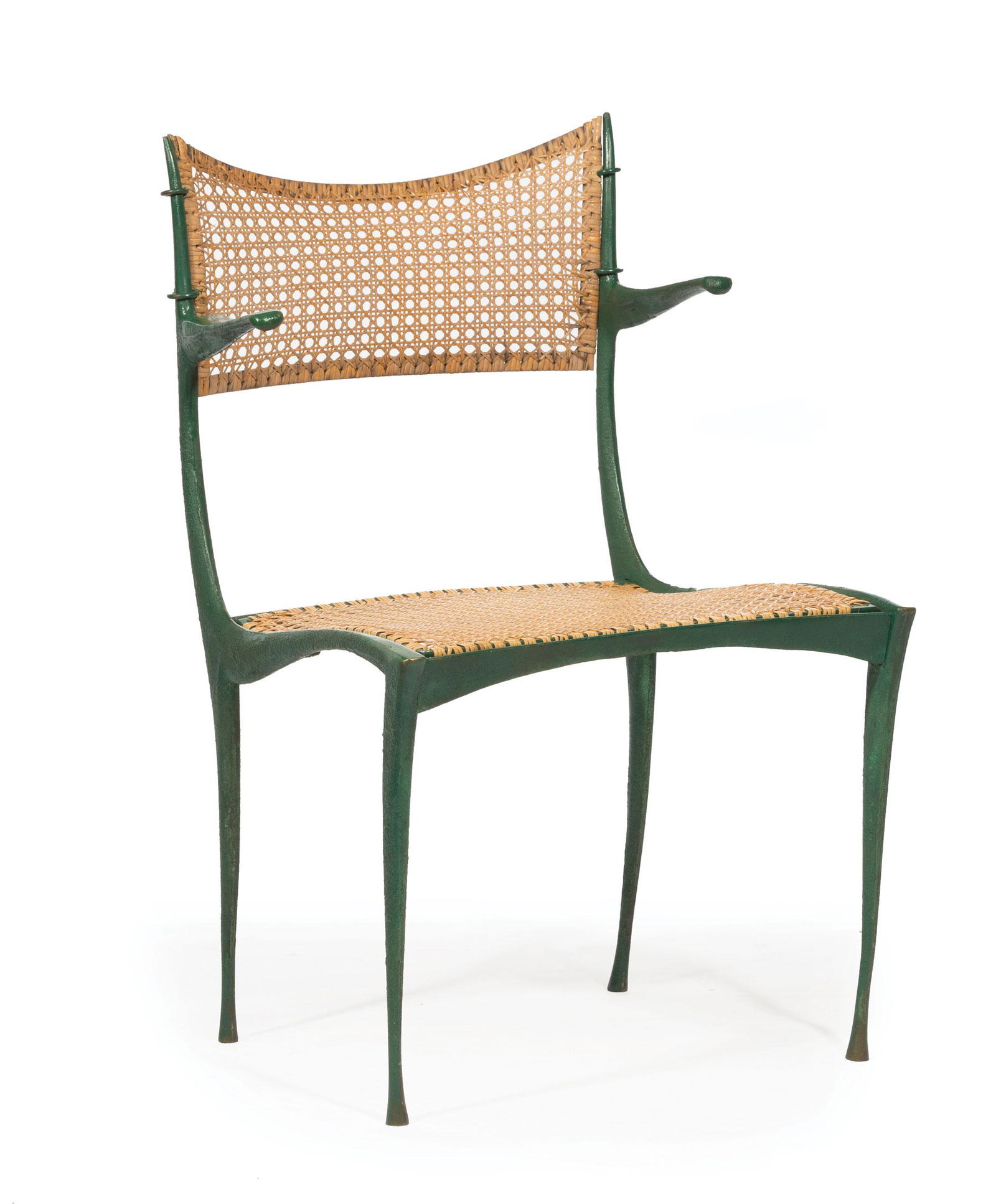 Dan Johnson Bronze and Cane "Gazelle" Chair (1 of 3)
