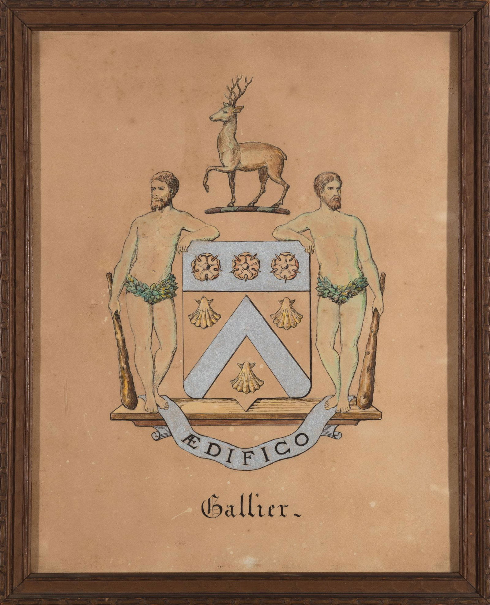 Two Coat of Arms of the Gallier Family, 19th c (1 of 2)