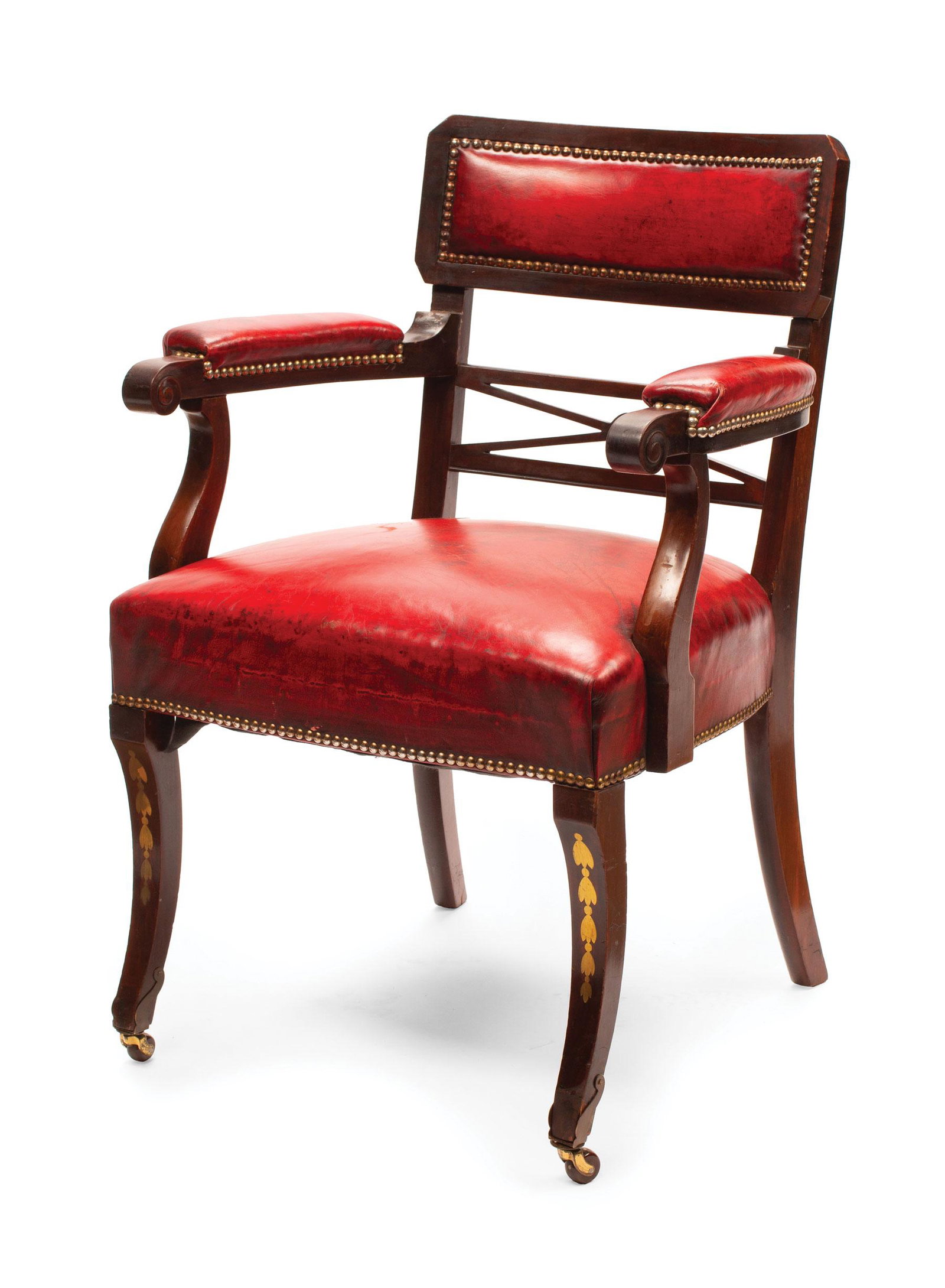 Baltic Brass Inlaid Armchair: Baltic Brass Inlaid Armchair , 19th c , h. 34 in., w. 24 in., d. 19 in