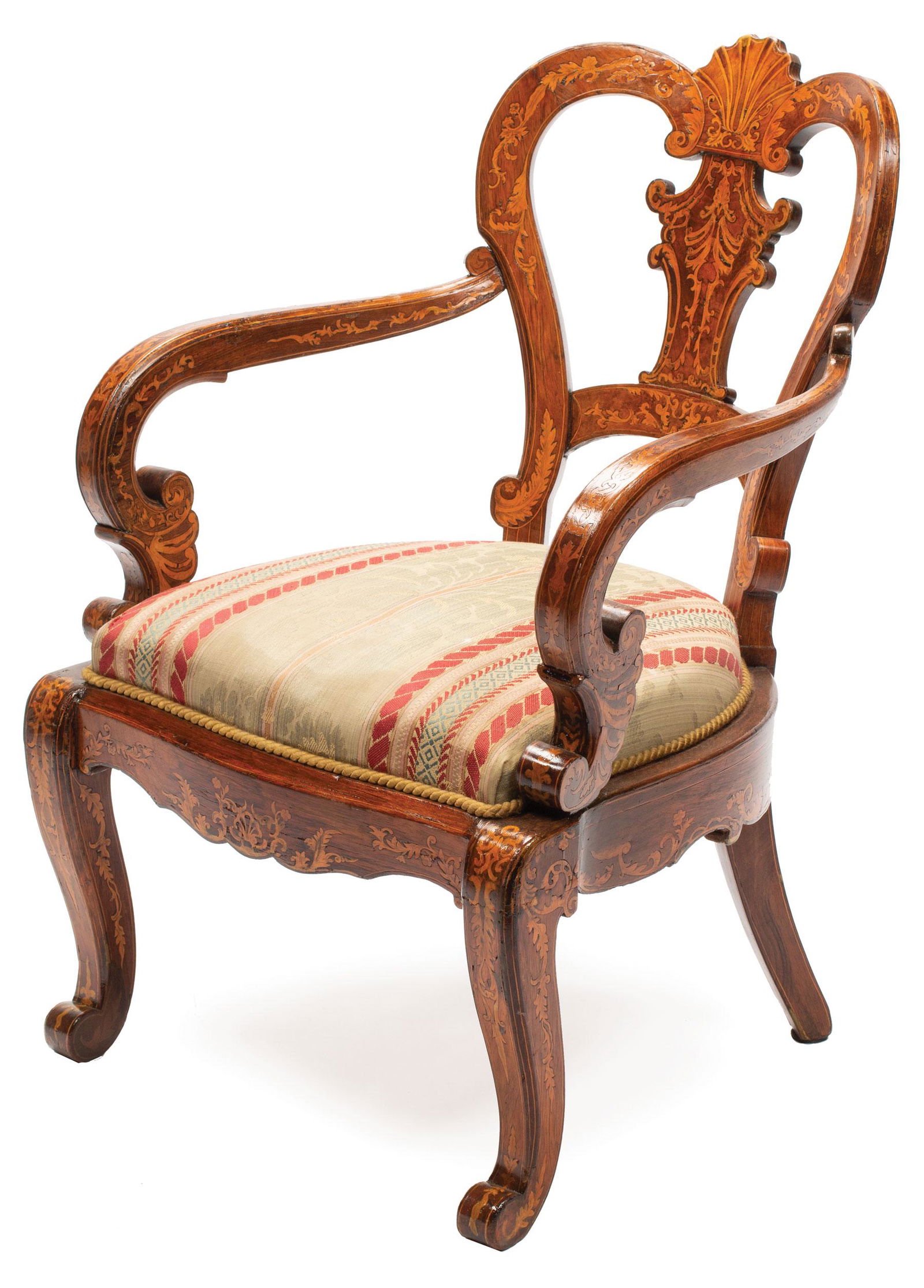 Antique Continental Marquetry Armchair (1 of 4)