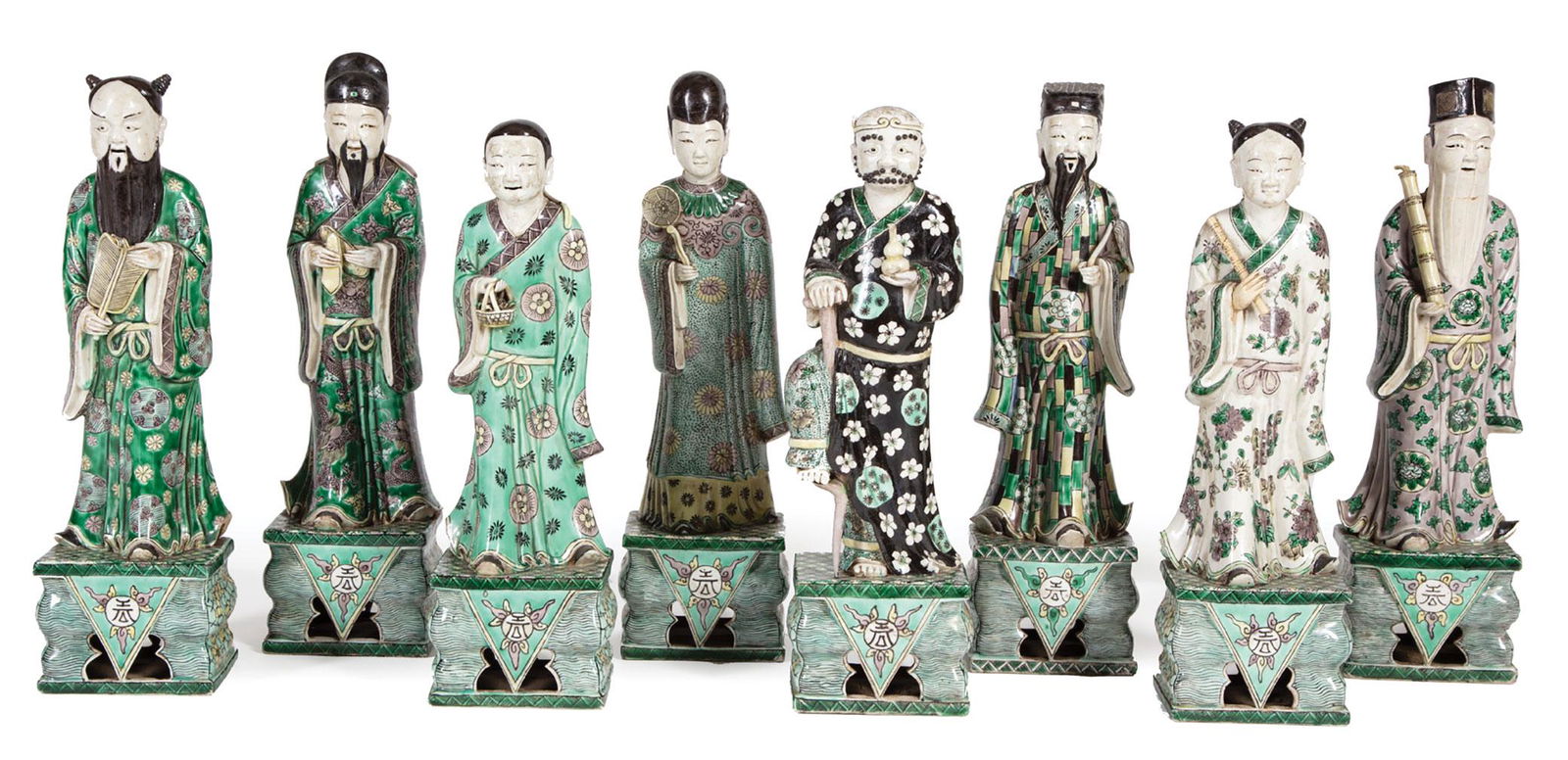 Eight Chinese Famille Verte Porcelain Figures (1 of 10)