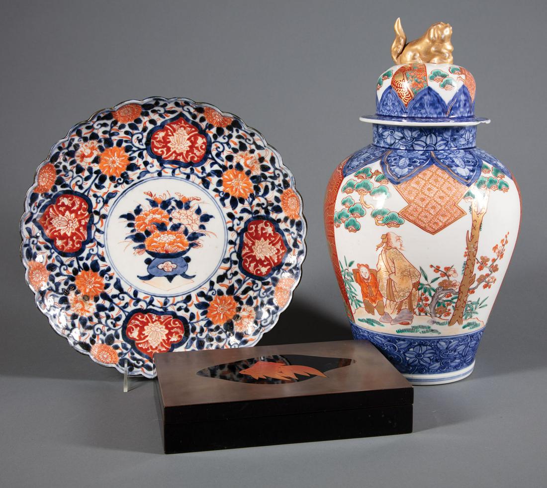 Japanese Imari Porcelain Dish and Covered Jar (1 of 1)