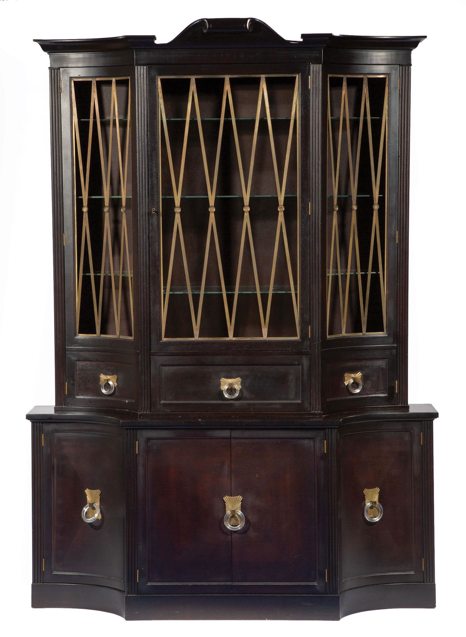 Hollywood Regency Ebonized Secretary Bookcase (1 of 4)