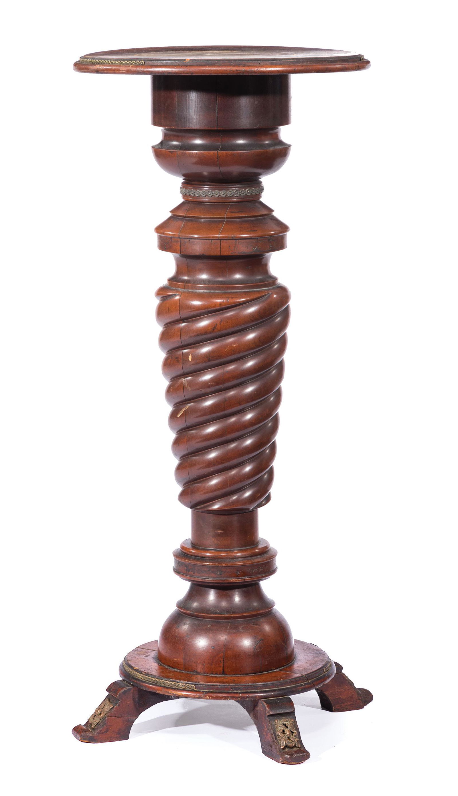 Aesthetic Spiral-Carved Hardwood Pedestals (1 of 4)
