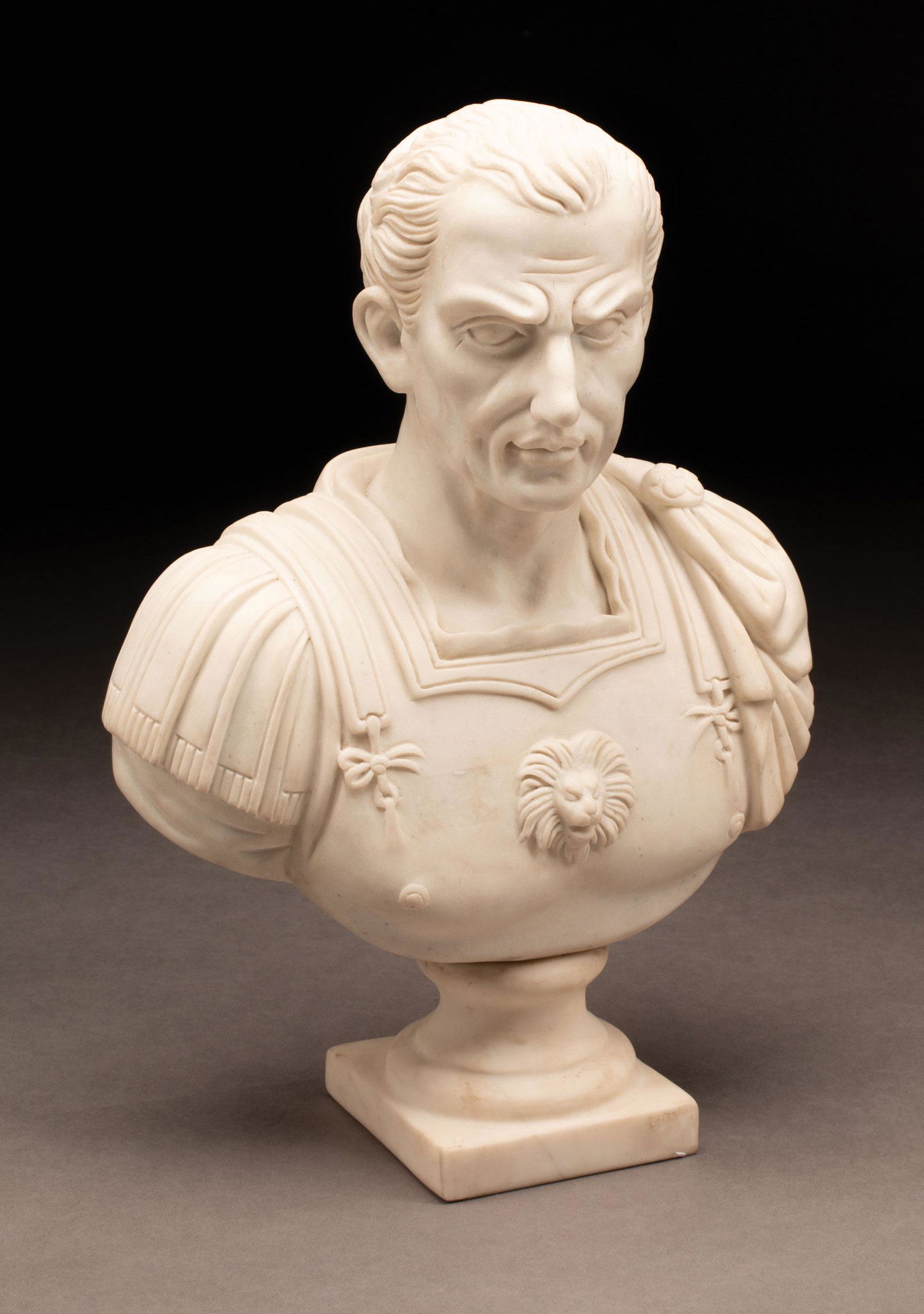 Carved White Marble Bust of a Cuirassed Man (1 of 4)