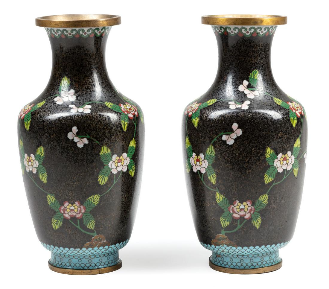 Pair of Chinese Cloisonné Enamel Vases (1 of 1)