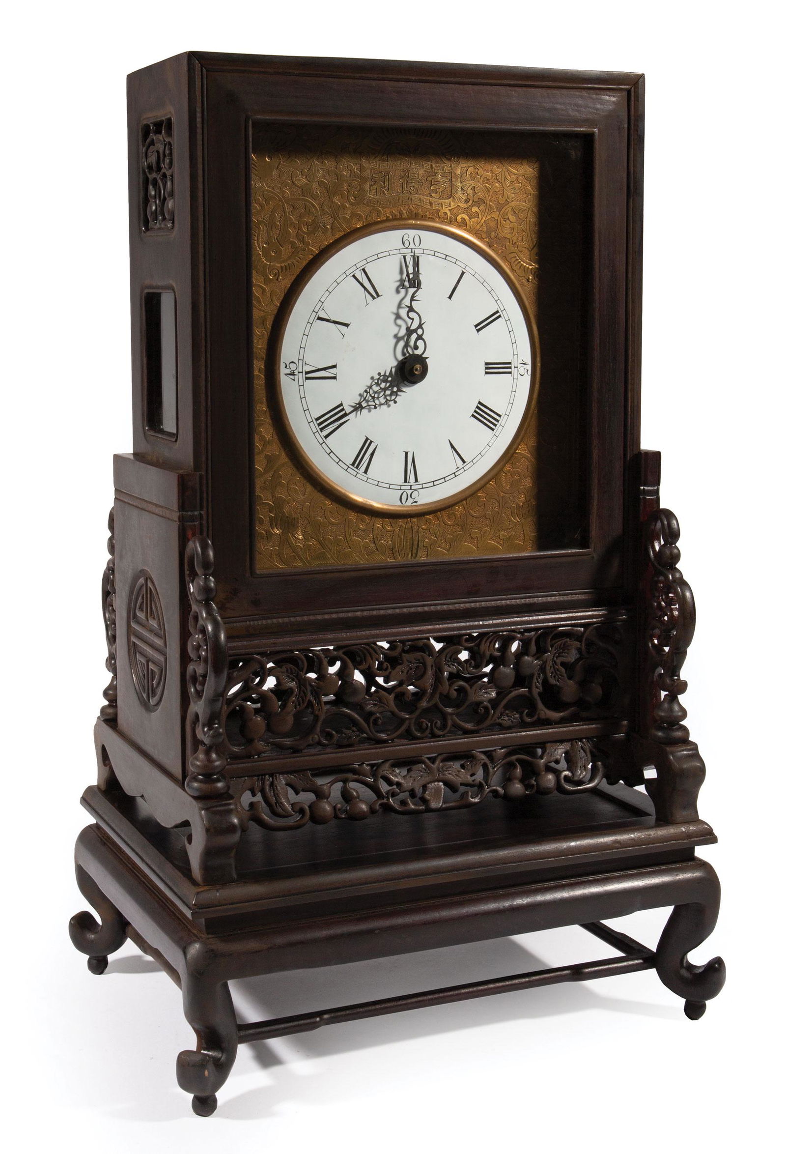 Chinese Three-Piece Hardwood Clock (1 of 9)