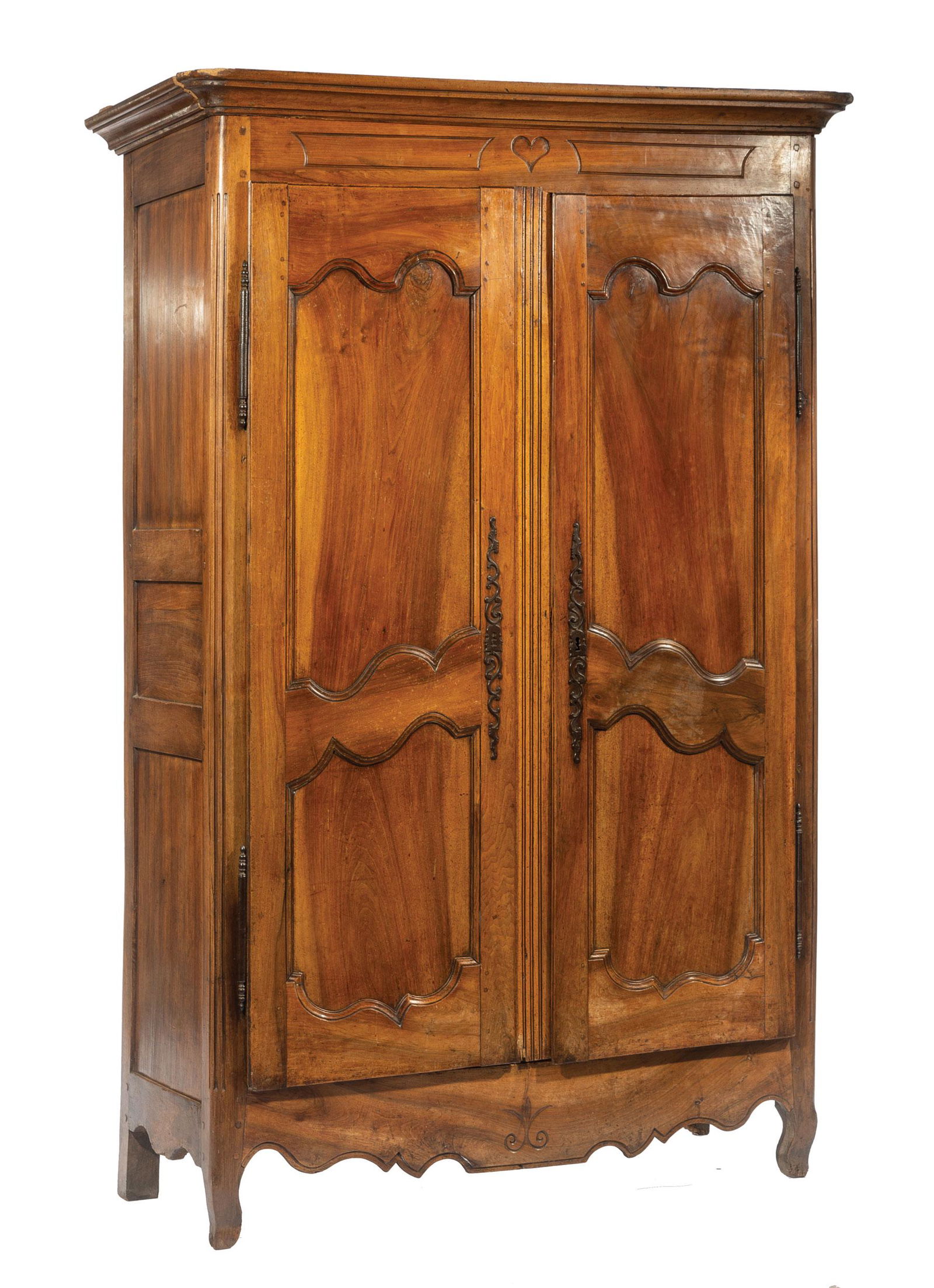 Provincial Carved Fruitwood Two Door Armoire (1 of 2)