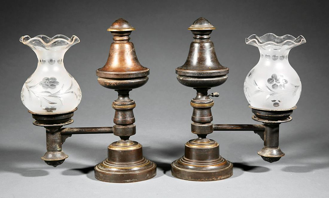 American Patinated Bronze Argand Lamps (1 of 2)