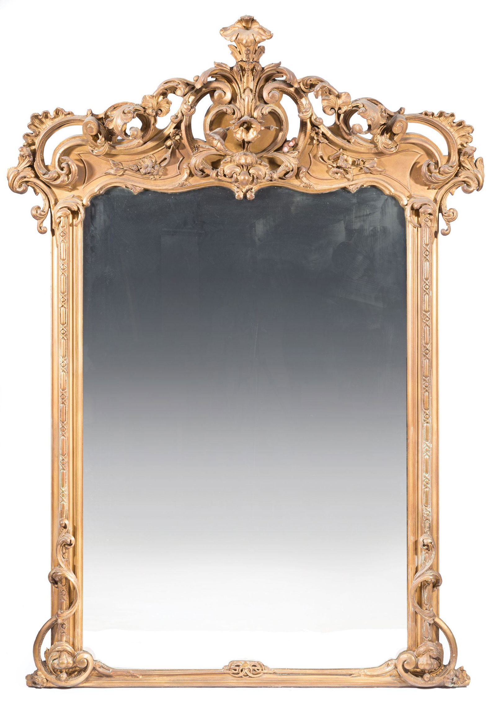 Rococo Revival Carved and Gilt Overmantel Mirror (1 of 7)