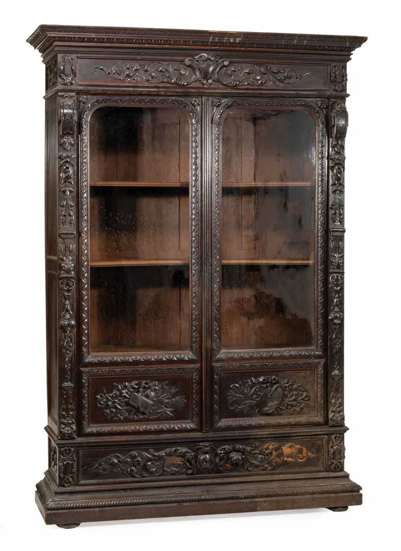 American Renaissance Carved Oak Cabinet (1 of 6)