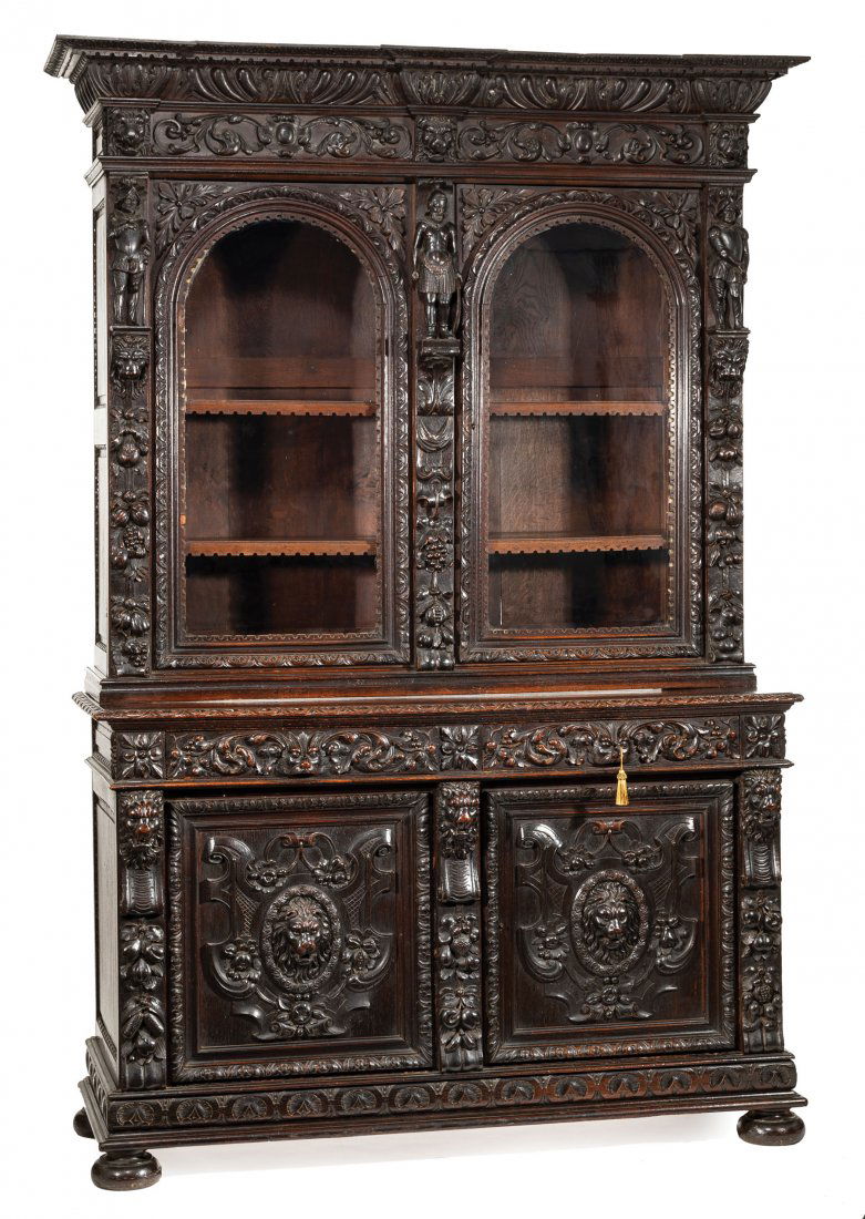 American Renaissance Carved Oak Bookcase (1 of 5)