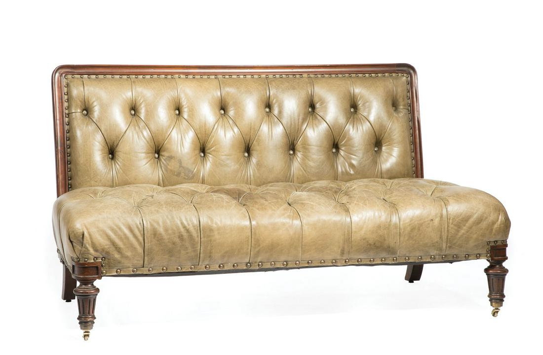 Ralph Lauren Mahogany and Leather Sofa (1 of 9)