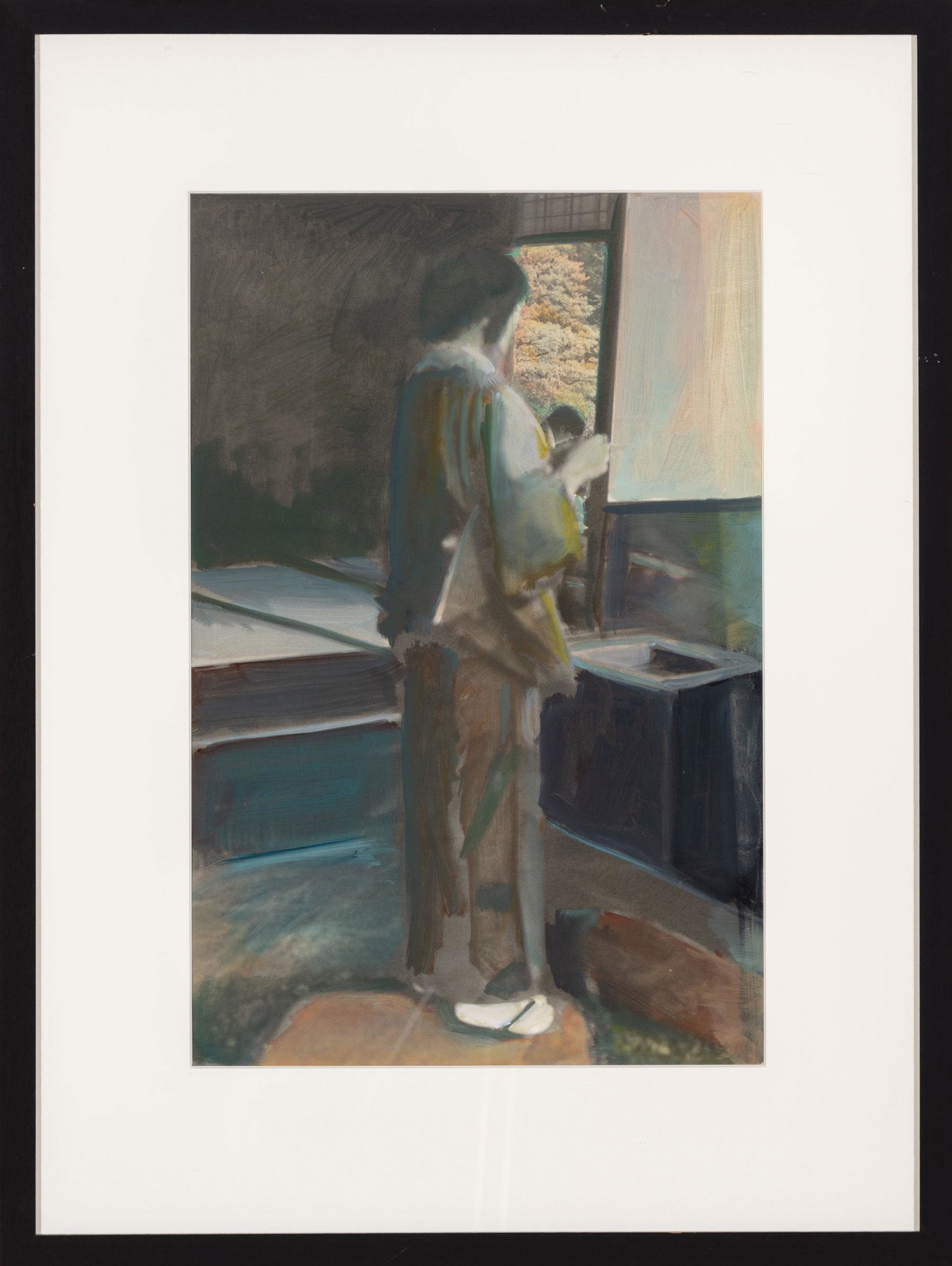 Randy Hayes (American/Mississippi, b. 1944): Randy Hayes (American/Mississippi, b. 1944) , "Woman in Kyoto", oil on photograph, signed and inscribed "Kyoto" en verso, 19 15/16 in. x 14 in., framed . Provenance: Acquired from the artist, 2009