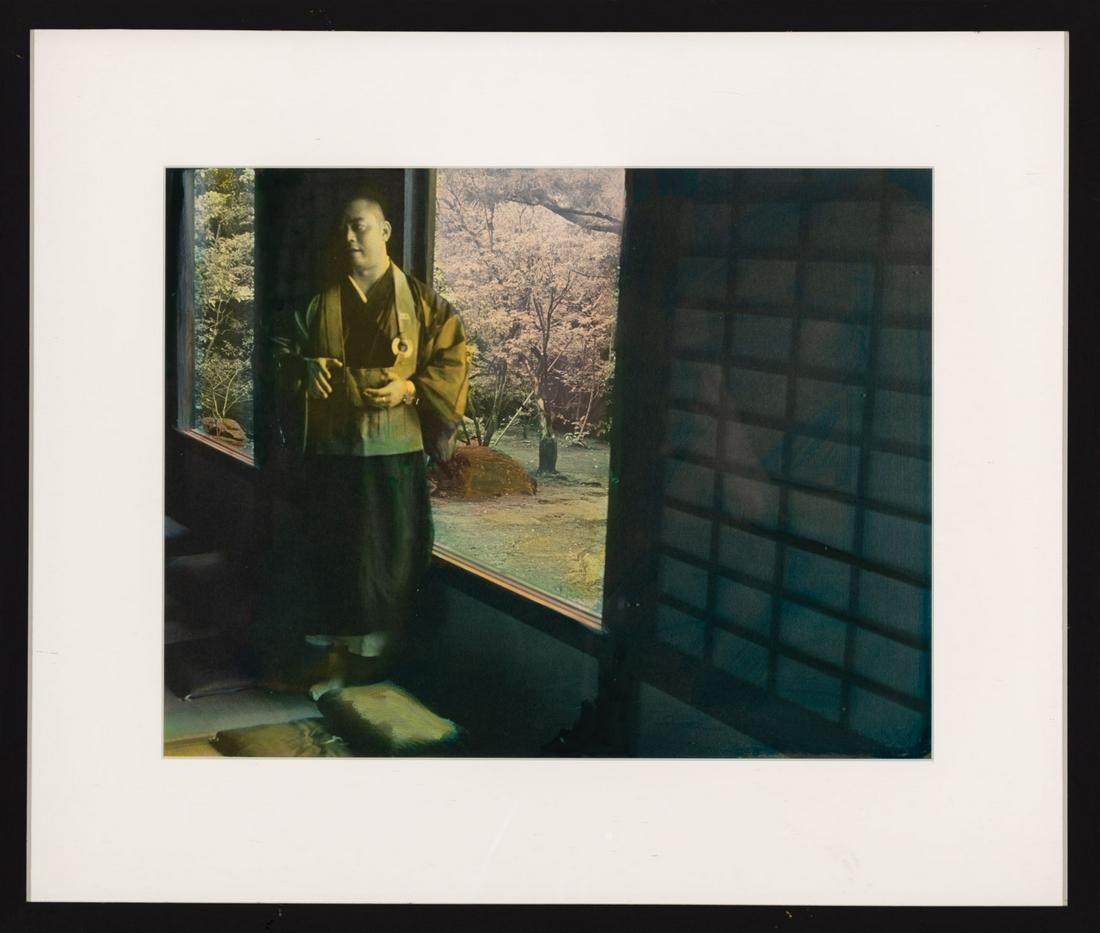Randy Hayes (American/Mississippi, b. 1944): Randy Hayes (American/Mississippi, b. 1944) , "Zen Priest", oil on photograph, signed and inscribed "Kyoto" en verso, 15 1/2 in. x 19 3/4 in., framed . Provenance: Acquired from the artist, 2009