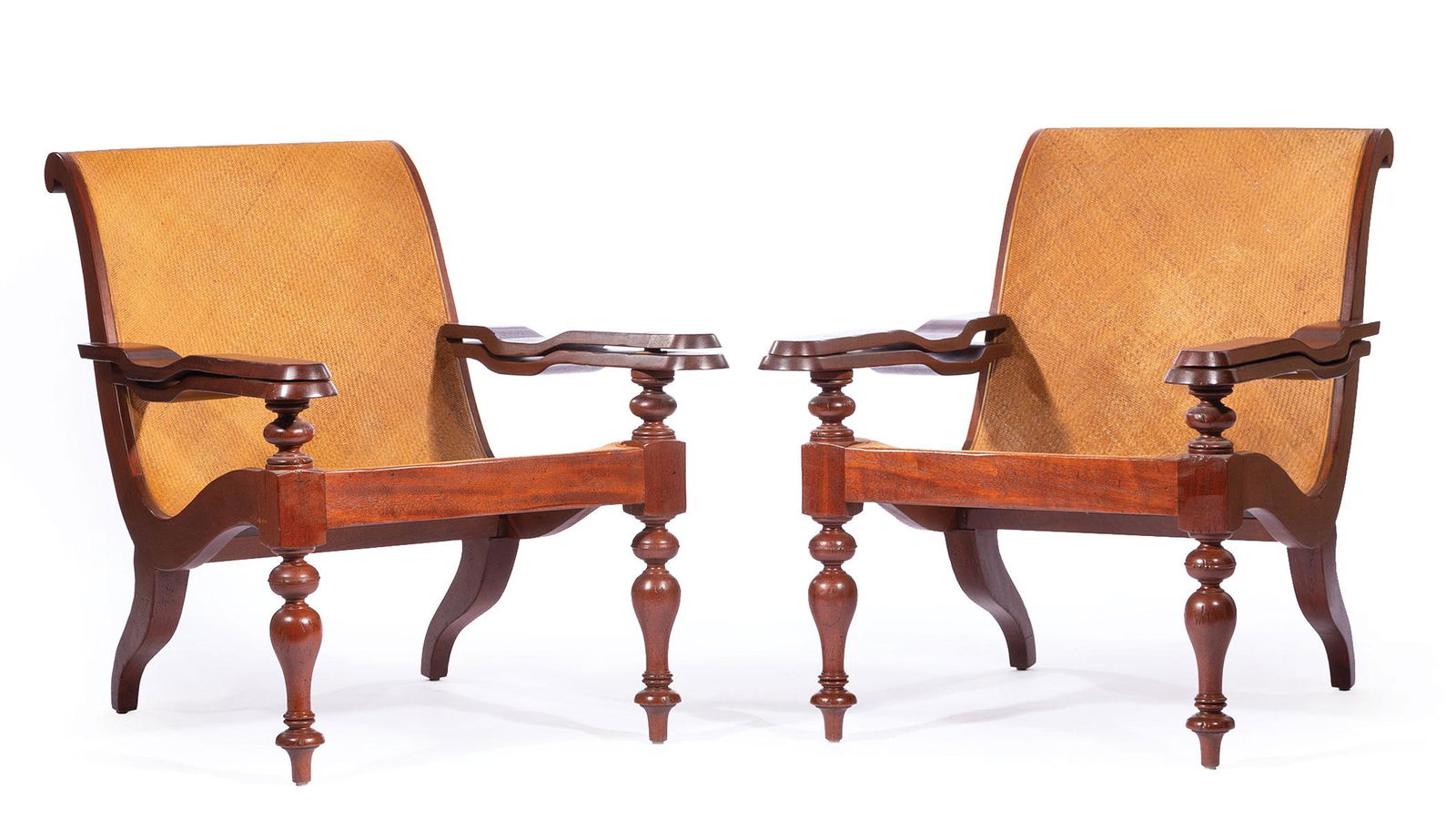 Pair of West Indies Mahogany Planter's Chairs (1 of 5)