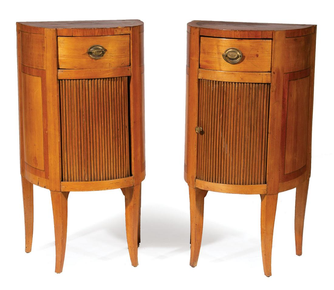 Pair of Biedermeier Tambour Demilune Commodes (1 of 2)