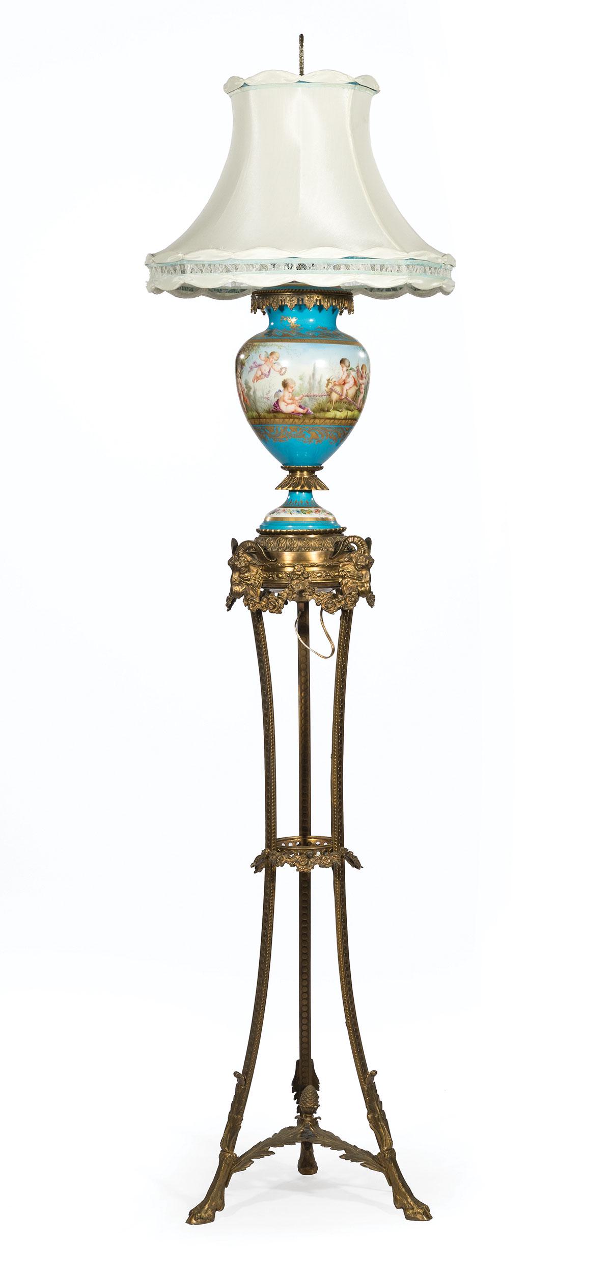 Gilt Bronze-Mounted Sevres-Style Porcelain Lamp (1 of 2)