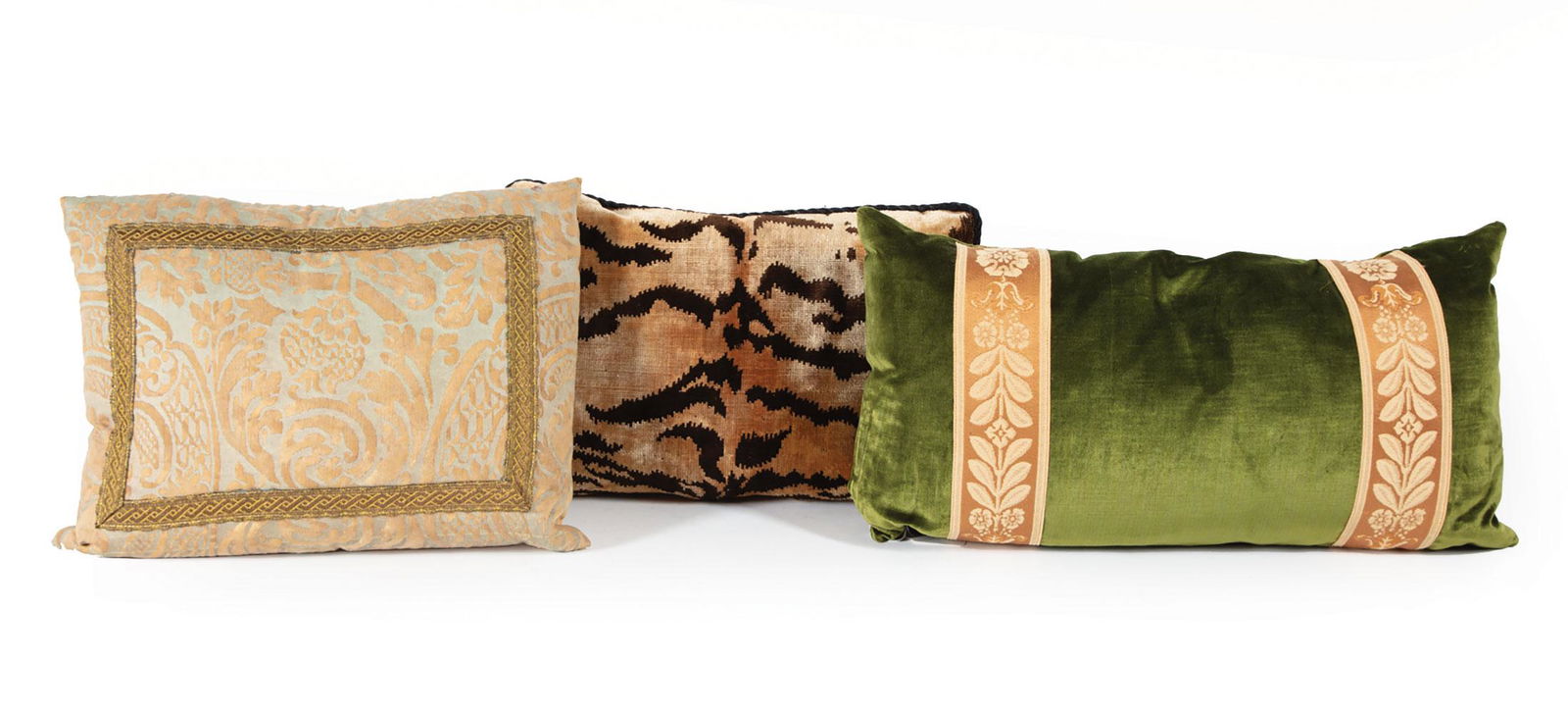 Three Decorative Silk and Velvet Pillows (1 of 1)