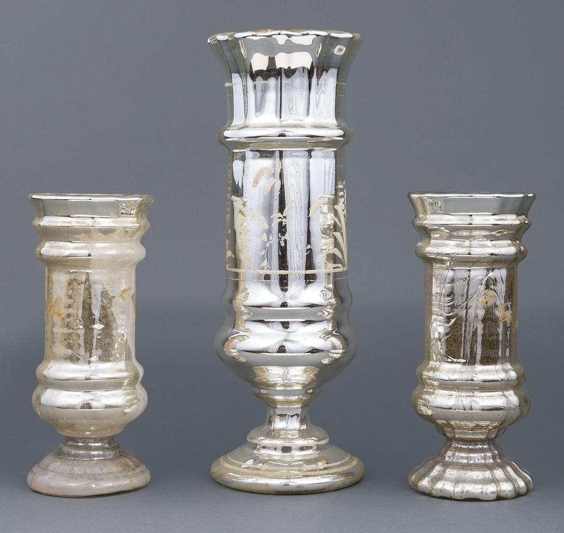 Three Mercury Glass Vases (1 of 2)