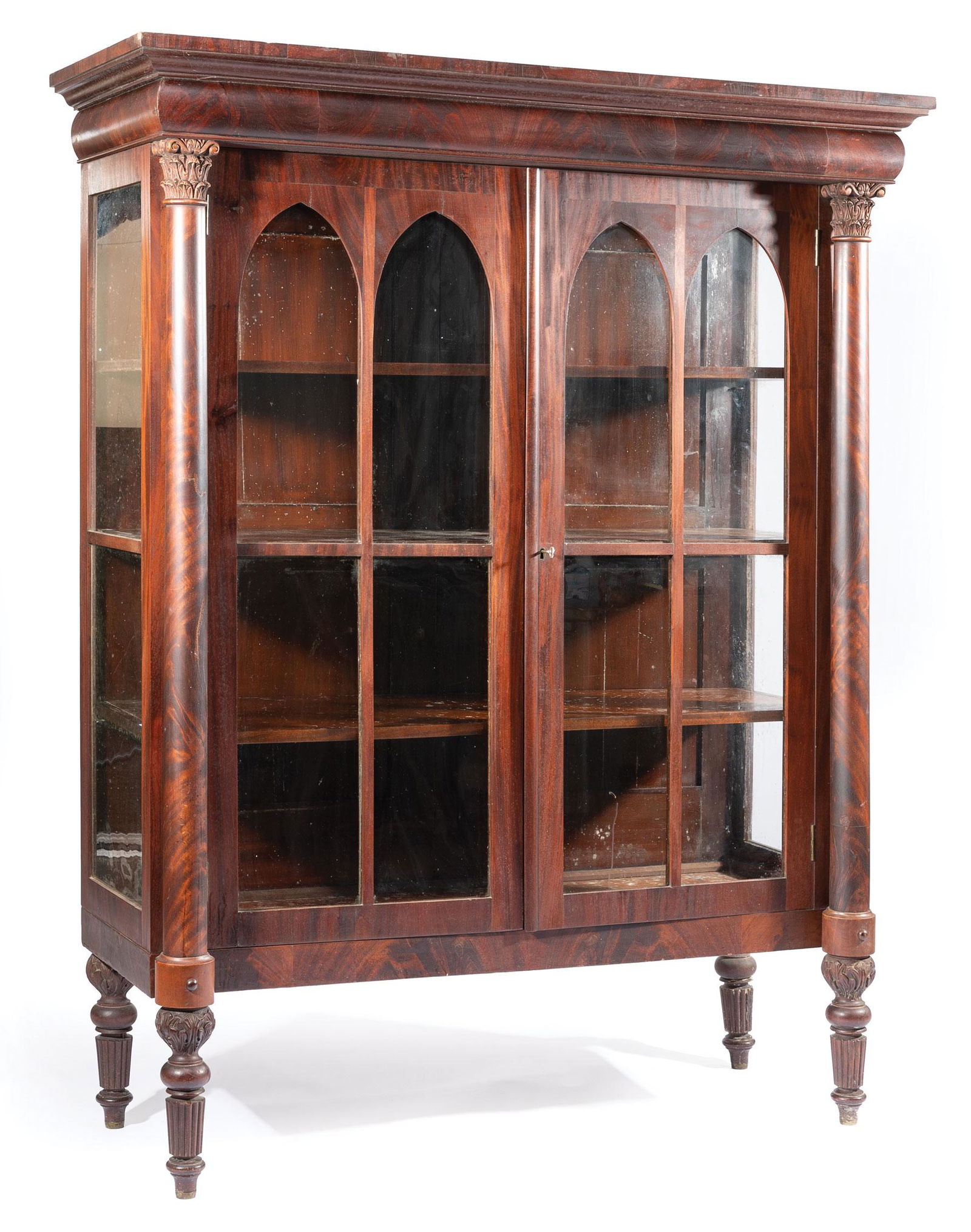 American Carved Mahogany Vitrine Cabinet (1 of 3)