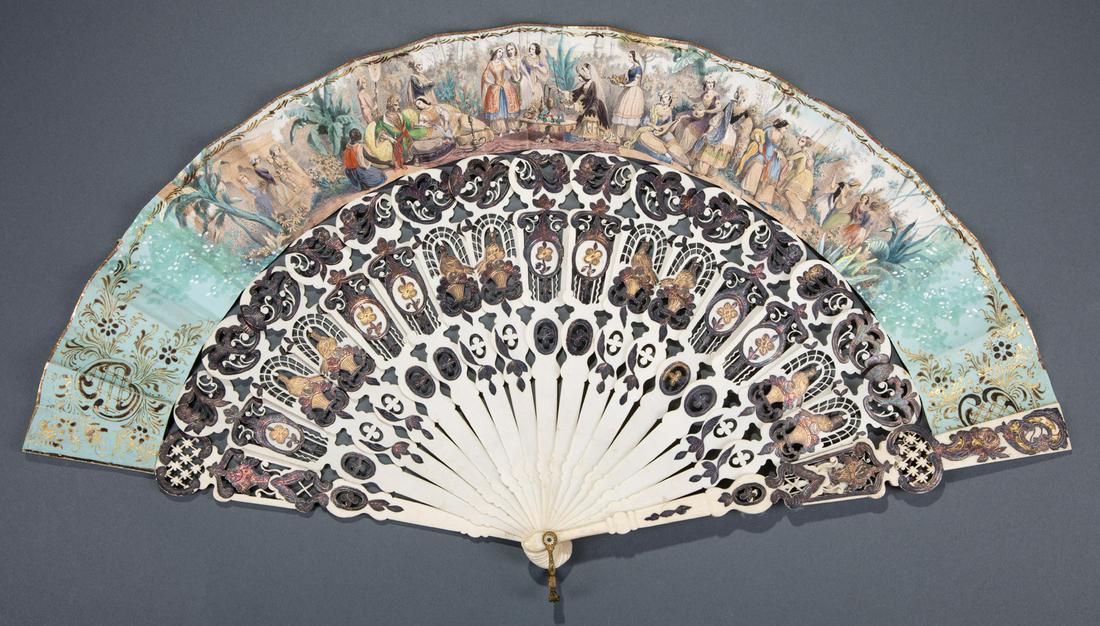 Two Antique French Hand-Painted Fans (1 of 3)
