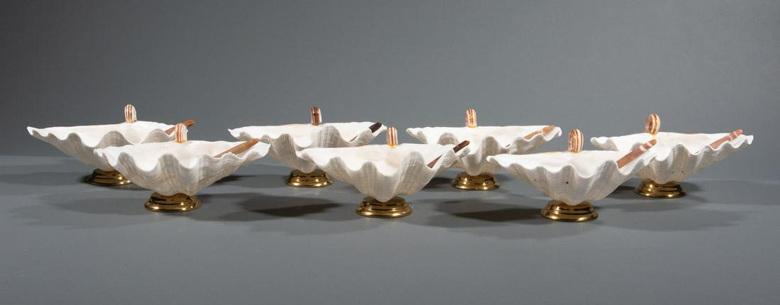 Brass-Mounted and Carved Shell Seafood Bowls (1 of 5)
