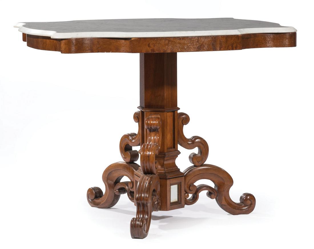 American Rococo Carved Mahogany Center Table (1 of 3)