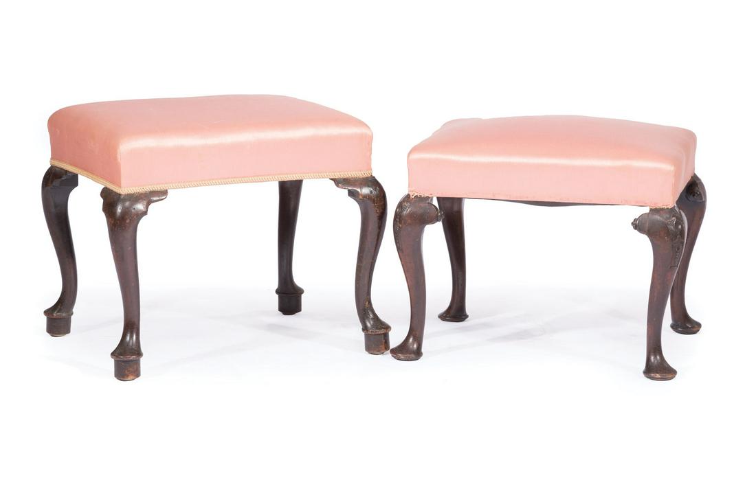 Two Antique Mahogany Queen Anne Footstools (1 of 7)