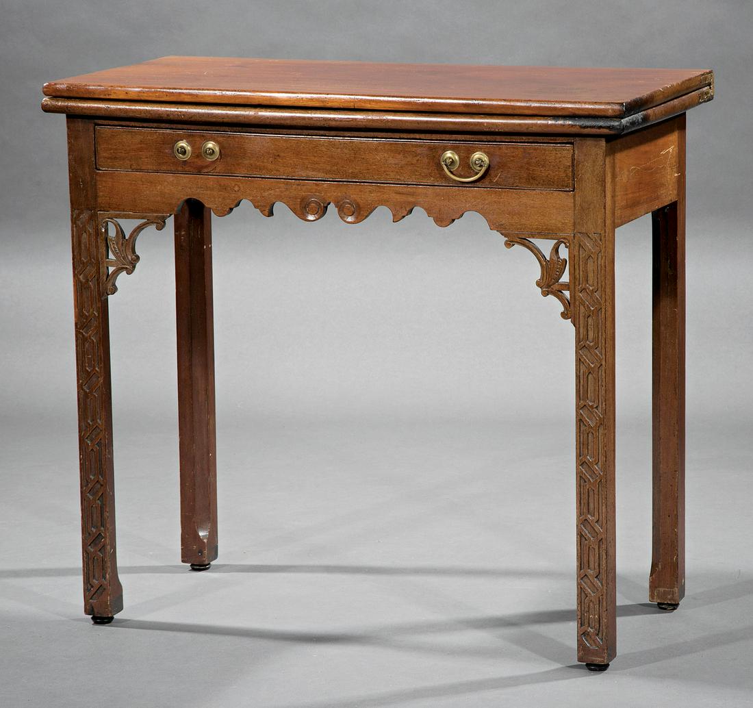 Chippendale-Style Carved Mahogany Games Table (1 of 2)