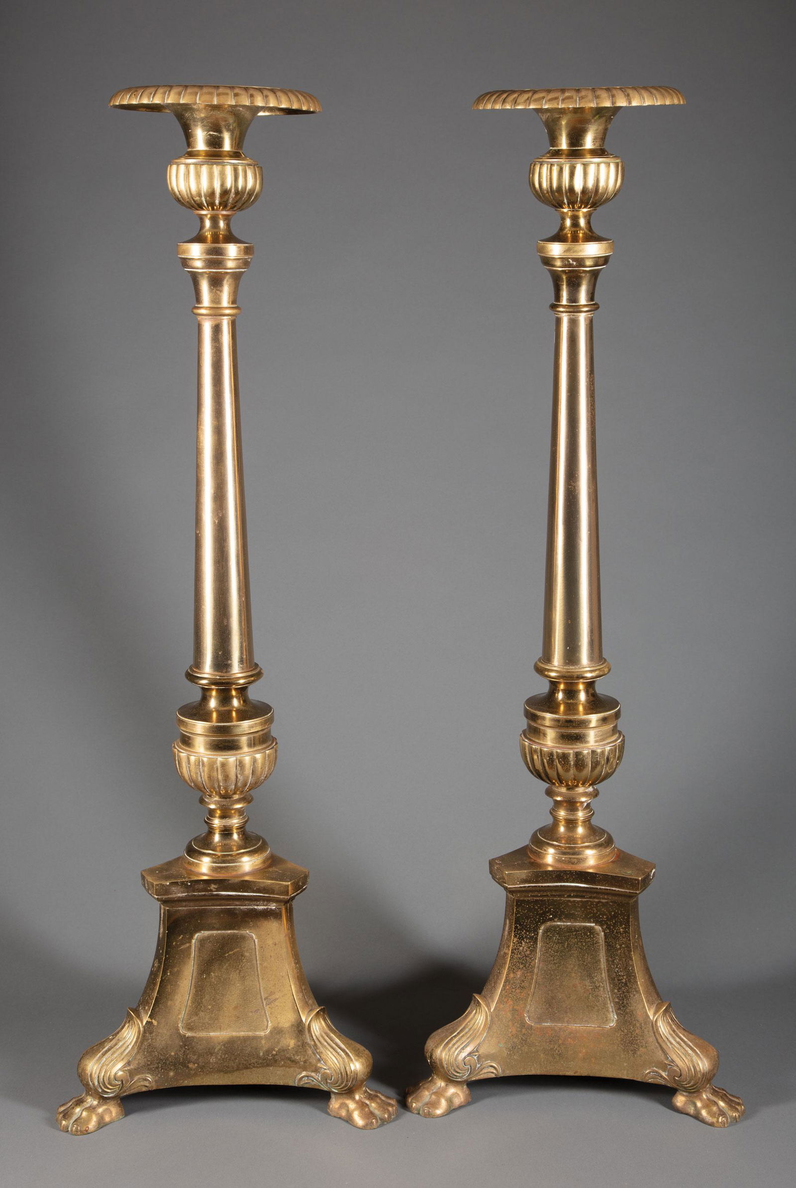 Pair of Large Brass Altar Candlesticks (1 of 2)