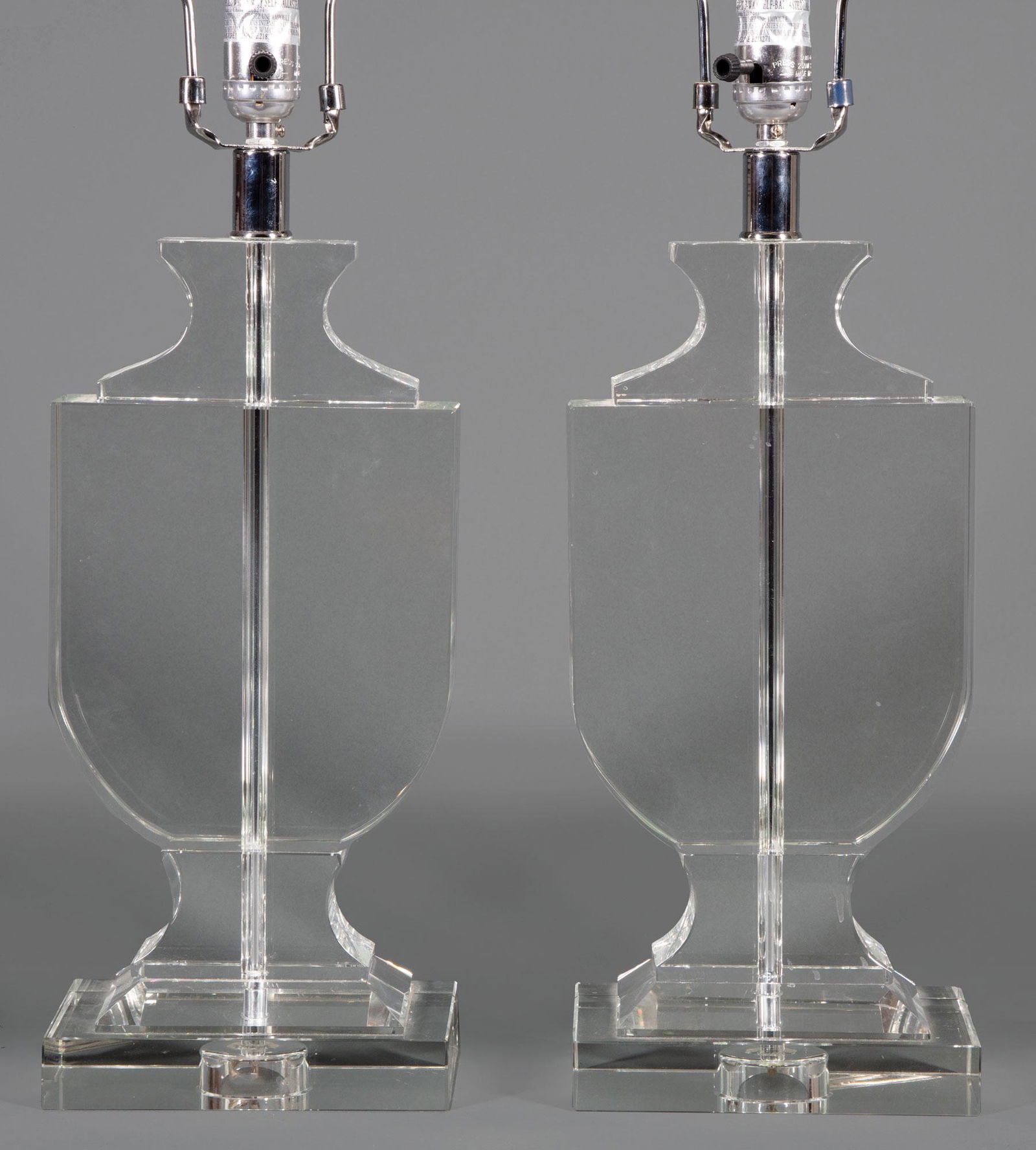 Pair of Contemporary Glass Urn-Form Table Lamps (1 of 1)