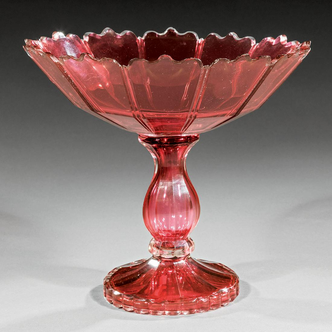 Continental Panel Cut Cranberry Crystal Compote (1 of 1)
