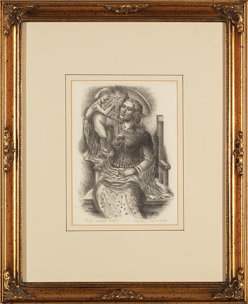 Anton E. K. Bakke (American, b. 1931): Anton E. K. Bakke (American, b. 1911) , "Mutter Guten", etching on paper, pencil-signed, titled and numbered "40/40" lower margin, "Tacon Station and Art Gallery, Mobile, AL" label on backing paper, 8