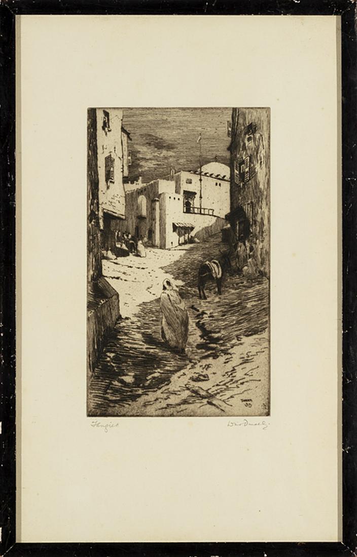 British School, 18th/19th c: British School, 18th/19th c ., "Tangier (On the Way to the Kasbah)", etching on paper, initialed and titled in plate, illegibly pencil-signed and titled lower margin, titled en verso, "Pretty & Co., P