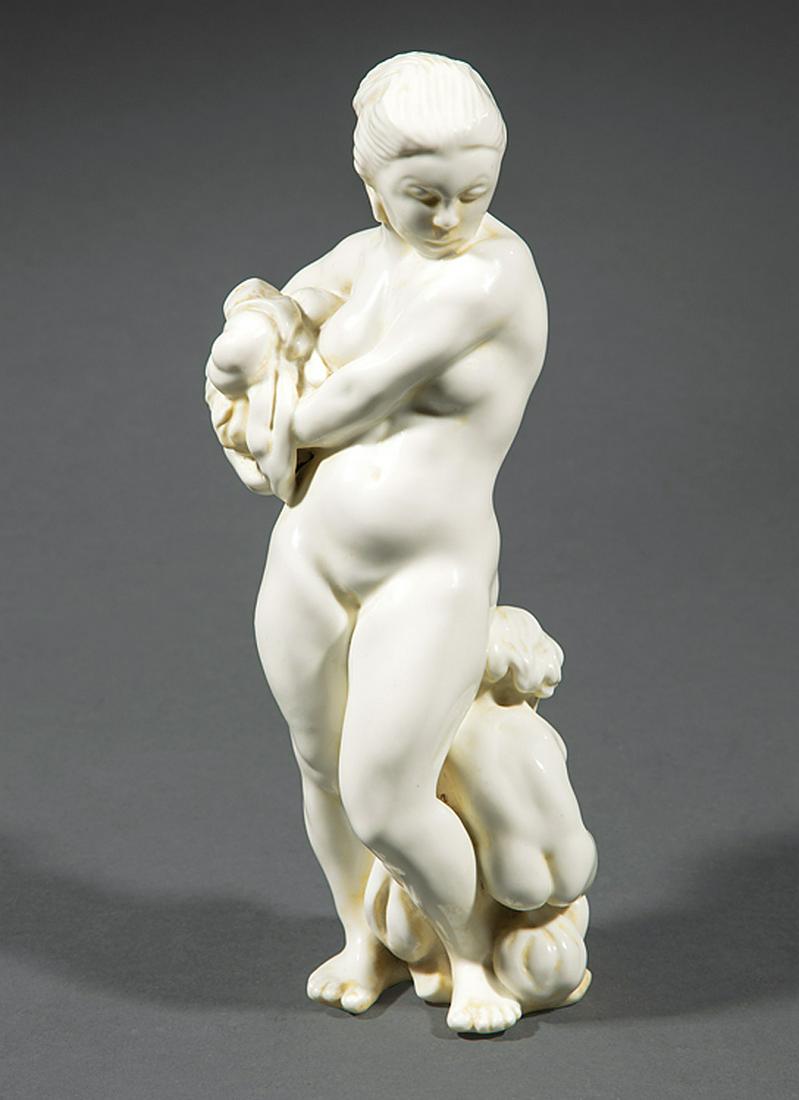 Kai Nielsen Bing and Grondahl Porelain Group: Kai Nielsen Bing and Grondahl "Blanc de Chine" Porcelain Mother and Child Figural Group , c. 1915-47, engraved with designer name, marked B&G and Kjobenhavn Denmark, h. 9 1/2 in