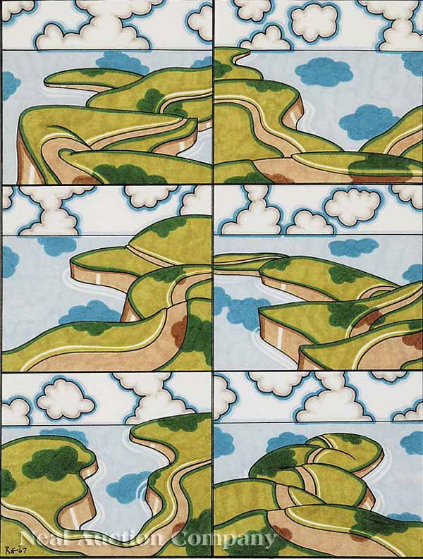 Robert Gordy (American/New Orleans, 1933-1986): Robert Gordy (American/New Orleans, 1933-1986) , "Six Studies for Lands Ends", marker on paper, initialed and dated "'67" lower left, 16 in. x 21 in