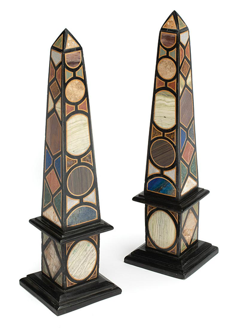 Grand Tour-Style Specimen Marble Obelisks (1 of 3)