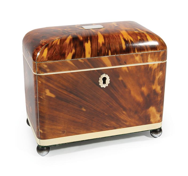 Late George III Tortoiseshell Tea Caddy (1 of 3)