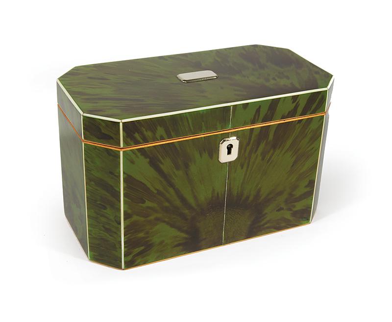 Regency Green-Tinted Tortoiseshell Tea Caddy (1 of 7)