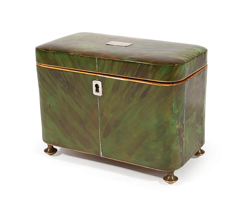 George III Green-Tined Tortoiseshell Tea Caddy (1 of 7)