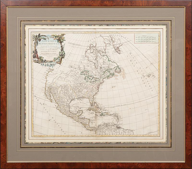 French Hand-Colored Map of America, 1750 (1 of 3)