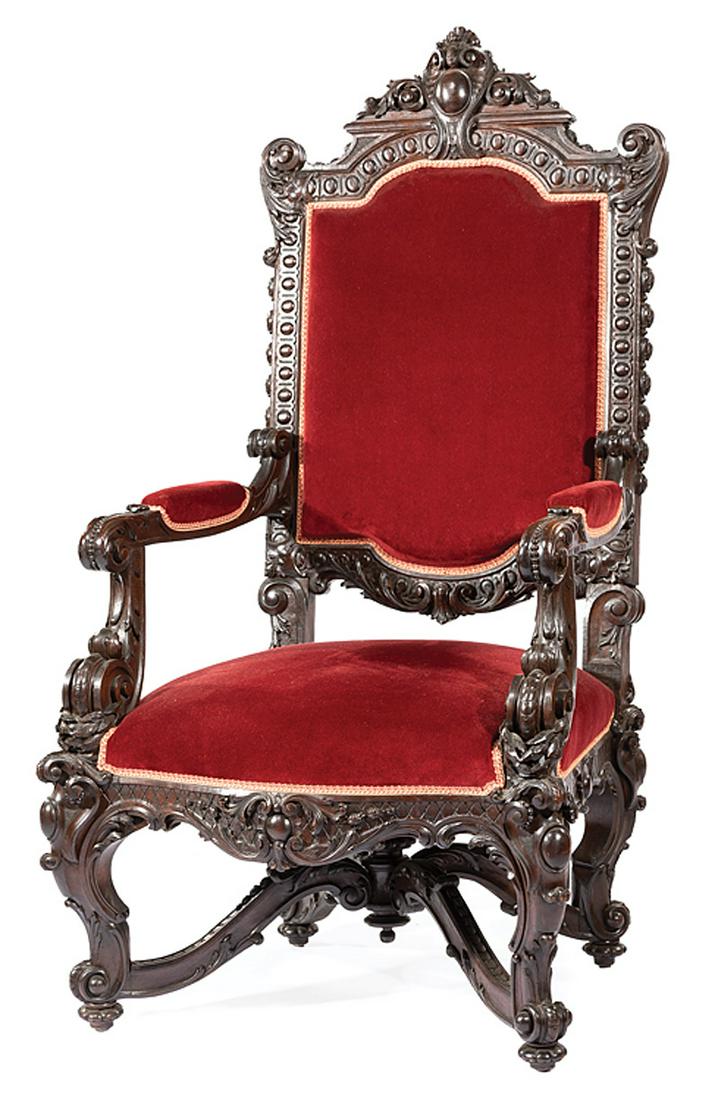 American Carved Mahogany "Throne" Chair (1 of 5)