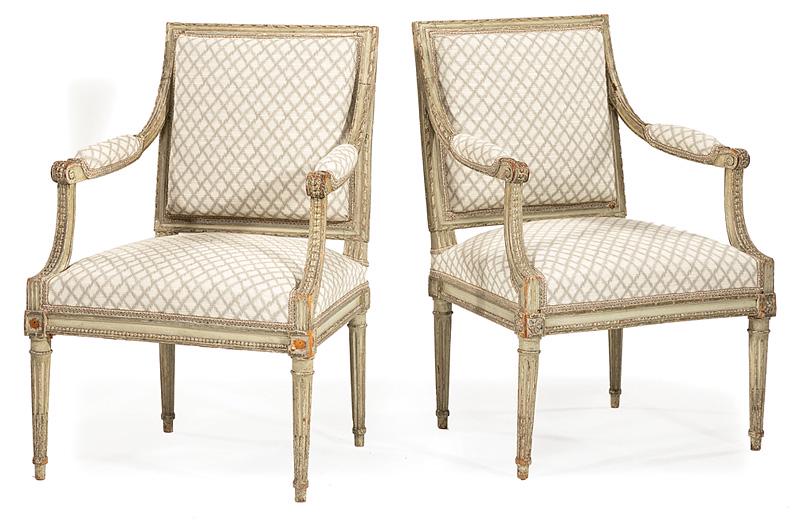 Pair of Louis XVI Gris Peinte Fauteuils (1 of 3)