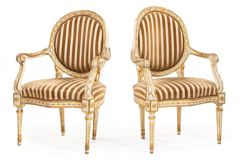 Italian Creme Peinte and Giltwood Fauteuils (1 of 3)