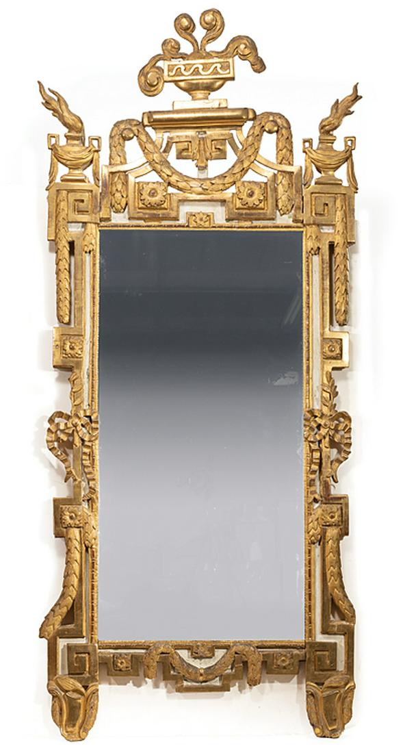 Louis XVI Creme Peinte and Carved Giltwood Mirror (1 of 2)
