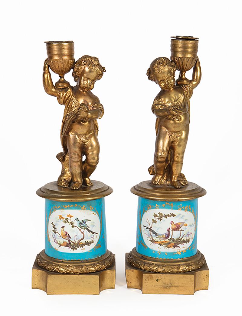 Pair Sevres-Style Porcelain, Bronze Table Lamps (1 of 1)