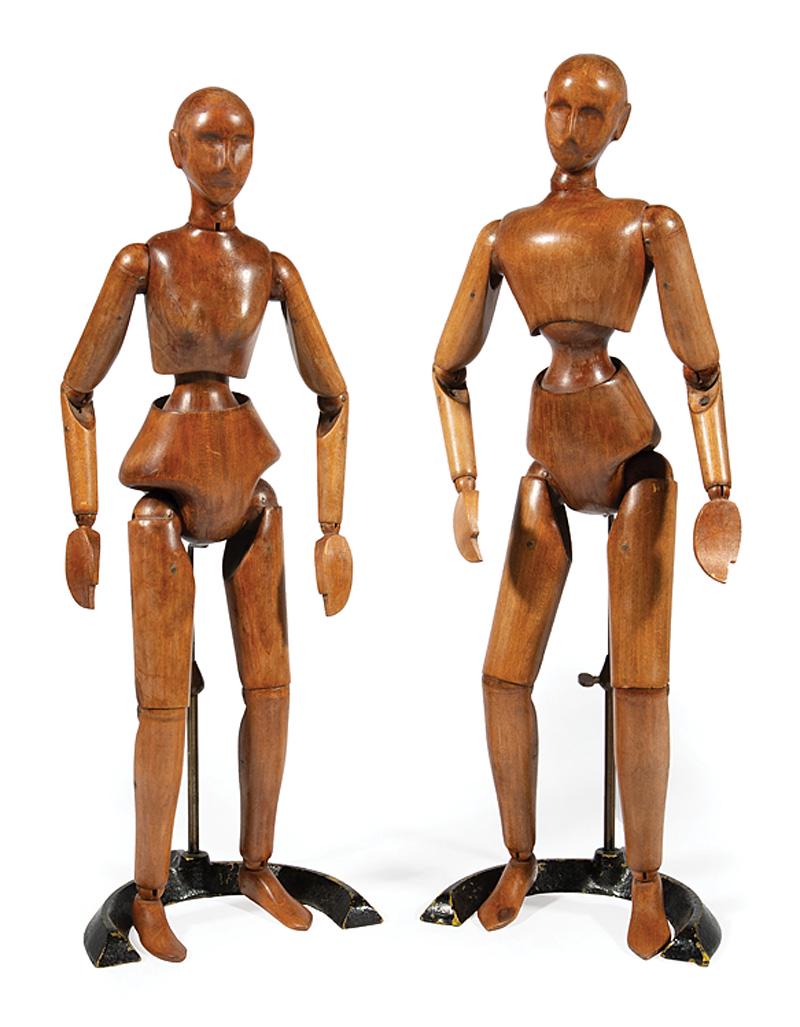 French Carved, Stained Wood Arist Lay Figures (1 of 2)