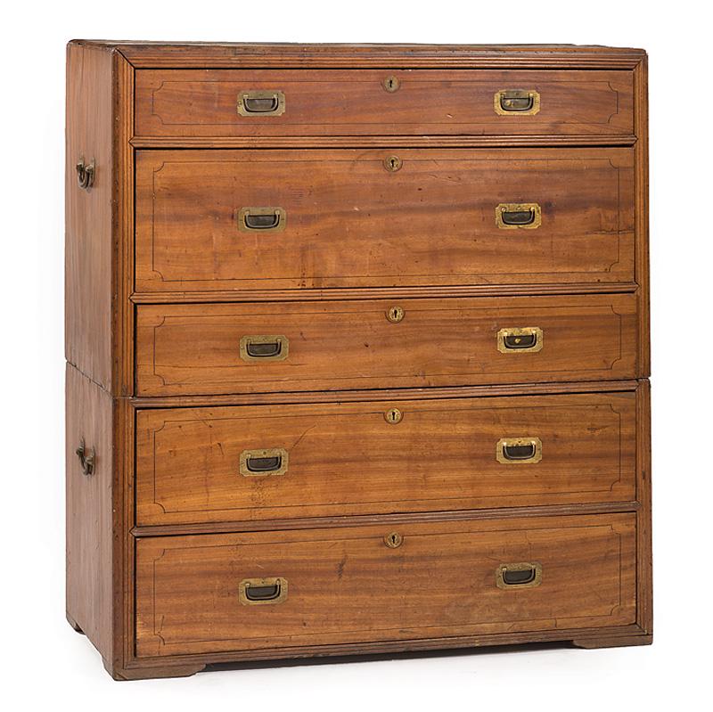Brass-Mounted Inlaid Mahogany Campaign Chest (1 of 7)