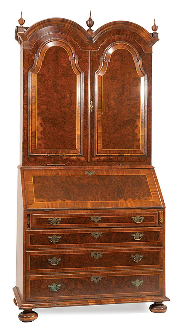 Inlaid Burl Walnut Secretary Bookcase (1 of 10)